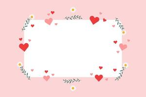 PrinPink background with flowers, greens and hearts vector