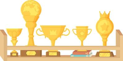 Trophy shelf. Golden prize collection. sport winner concept. vector