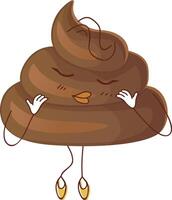 Poop ironic character shy closing its eyes. Can be used for stickers. vector