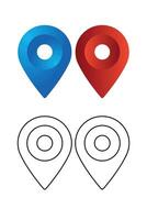 blue red location icon vector