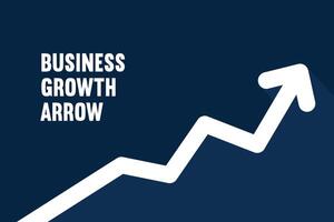 Blue growth arrow showing uptrend background vector