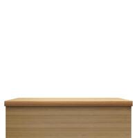 Empty wooden table. Front view. Isolated on a white background photo