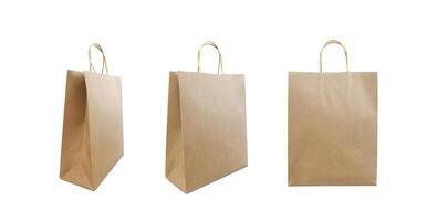 brown paper bag Shopping bags isolated on white background photo