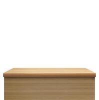 Empty wooden table. Front view. Isolated on a white background photo