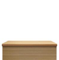 Empty wooden table. Front view. Isolated on a white background photo