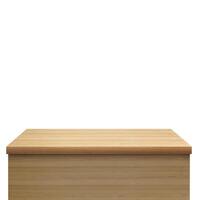 Empty wooden table. Front view. Isolated on a white background photo