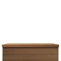 Empty wooden table. Front view. Isolated on a white background photo