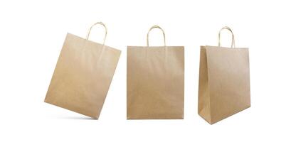brown paper bag Shopping bags isolated on white background photo