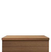 Empty wooden table. Front view. Isolated on a white background photo