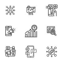 A set of marketing icons in a trendy linear style vector