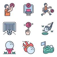 A set of sport icons and badges in a trendy linear style vector