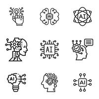 A set of artificial intelligence icons in a trendy linear style vector