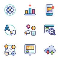 A set of marketing icons in a trendy linear style vector