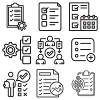 A set of tasking icons in a trendy linear style vector