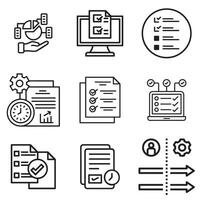A set of tasking icons in a trendy linear style vector