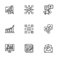 A set of marketing icons in a trendy linear style vector