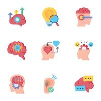 A set of artificial intelligence icons in a trendy linear style vector