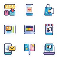 A set of marketing icons in a trendy linear style vector