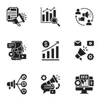 A set of marketing icons in a trendy linear style vector