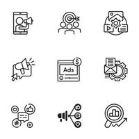 A set of marketing icons in a trendy linear style vector