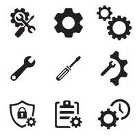 A set of settings and setup icons in a trendy linear style vector