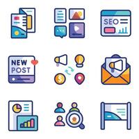 A set of marketing icons in a trendy linear style vector