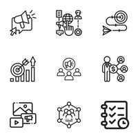 A set of marketing icons in a trendy linear style vector