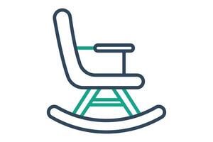 rocking chair icon. icon related to elderly. line icon style. old age element illustration vector