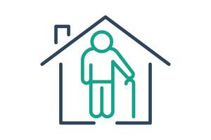 retirement icon. house with elderly. icon related to elderly. line icon style. old age element illustration vector