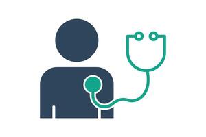 checkup icon. people with stethoscope. icon related to elderly. solid icon style. old age element illustration vector