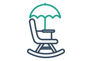 pension icon. rocking chair with umbrella. icon related to elderly. line icon style. old age element illustration vector