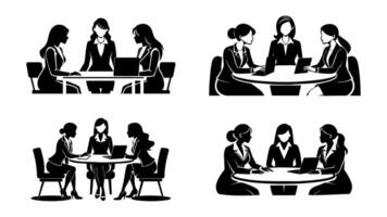 Set of Silhouette business meeting illustration vector