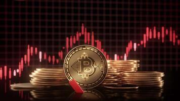 bitcoin moneta pile con verso il basso tendenza video