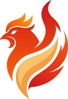 Modern fire rooster logo illustration design vector