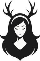Modern antler woman logo illustration design vector