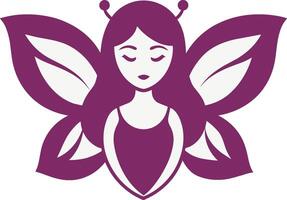 Modern cute butterfly woman logo illustration design vector