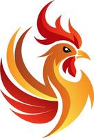 Modern fire rooster logo illustration design vector