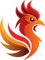 Modern fire rooster logo illustration design vector