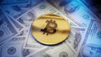 Bitcoin on Dollar Bills Digital vs Traditional video