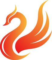 Modern fire swan logo illustration design vector