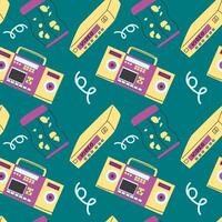 90s retro elements seamless pattern, retro style for background vector