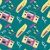 90s retro elements seamless pattern, retro style for background vector