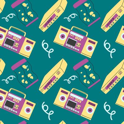 90s retro elements seamless pattern, retro style for background