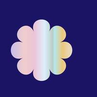Y2k blur gradient, 2000s flower with hologram, futuristic shape vector