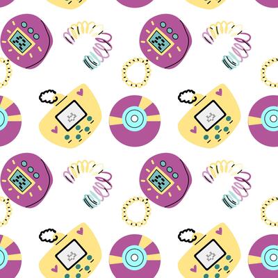 90s retro elements seamless pattern, retro style for background