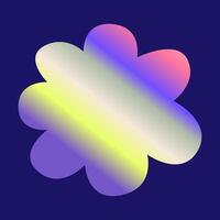 Y2k blur gradient, 2000s flower with hologram, futuristic shape vector