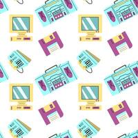 90s retro elements seamless pattern, retro style for background vector