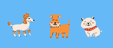 Set of different dogs, cute puppy cartoon characters vector