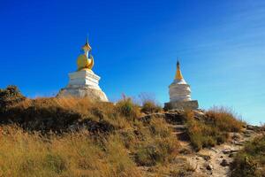 Pagoda in Myanmar, where people are Buddhists. photo