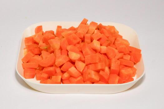 Chopped Carrot Cubes, Vegetable Pattern Background photo